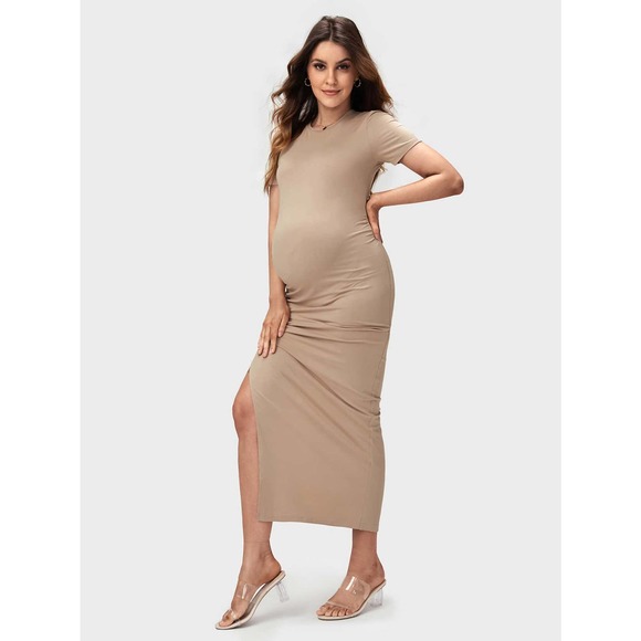 BASICS Maternity Split Thigh Bodycon Dress - Picture 3 of 11